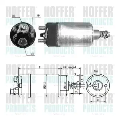 Тяговое реле, стартер 46326 HOFFER