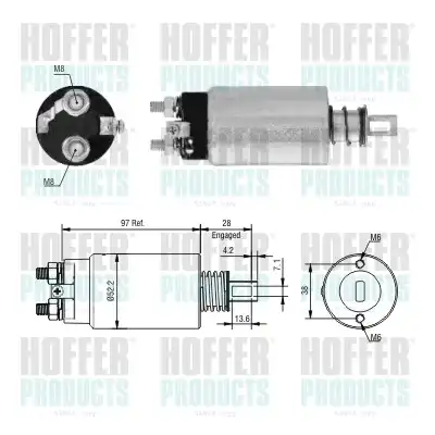 Тяговое реле, стартер 46328 HOFFER
