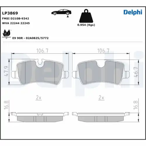 Тормозные колодки дисковые DELPHI LP3869
