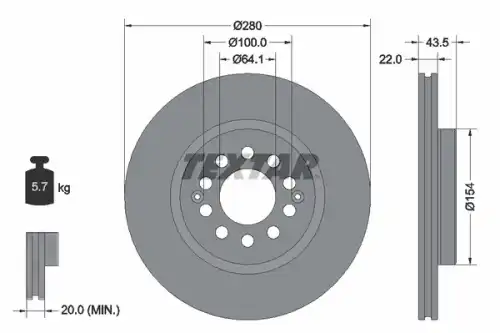 Тормозной диск TEXTAR 92342603
