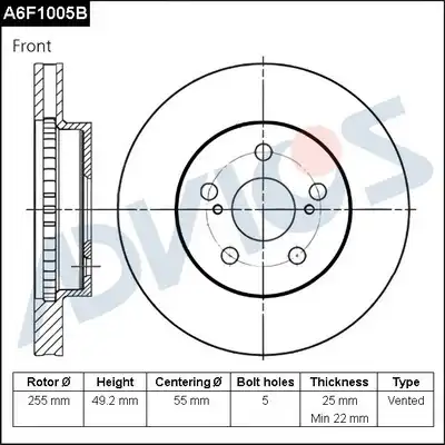 Тормозной диск ADVICS A6F1005B