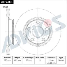 Тормозной диск ADVICS A6F455B