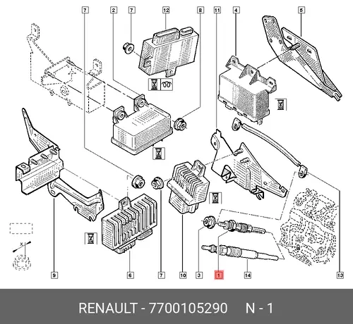 Свеча накаливания RENAULT 7700105290