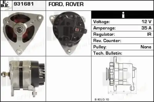 генератор Ford 931681 EDR