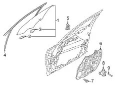 GLASS ASSY-FRONT DOOR,LH 82410J5530 KIA