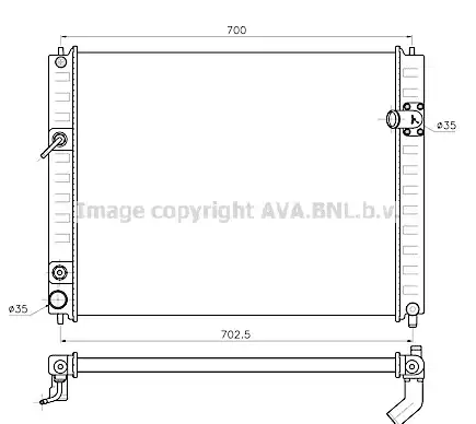 Радиатор системы охлаждения двигателя AVA DN2482
