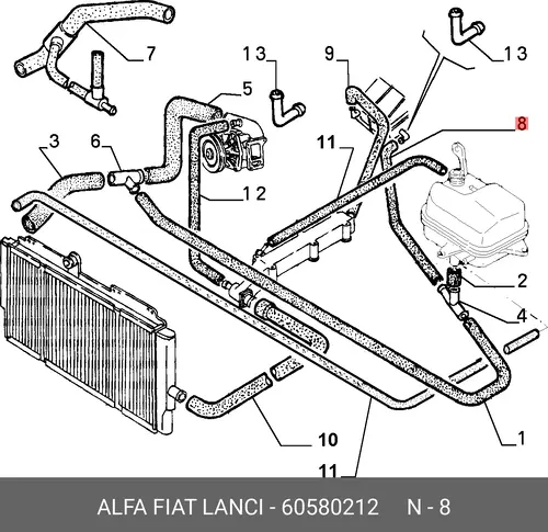 Шланг радиатора 60580212 LANCIA