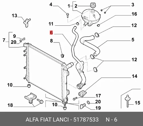 Шланг радиатора 51787533 LANCIA