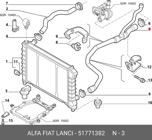 Шланг радиатора 51771382 LANCIA