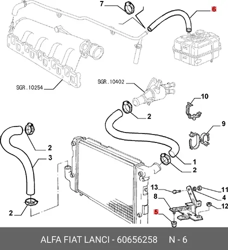 Шланг радиатора 60656258 LANCIA