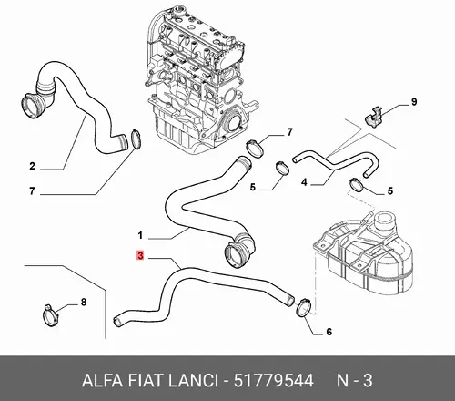 Шланг радиатора 51779544 LANCIA