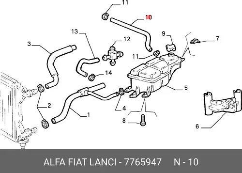 Шланг радиатора 7765947 LANCIA