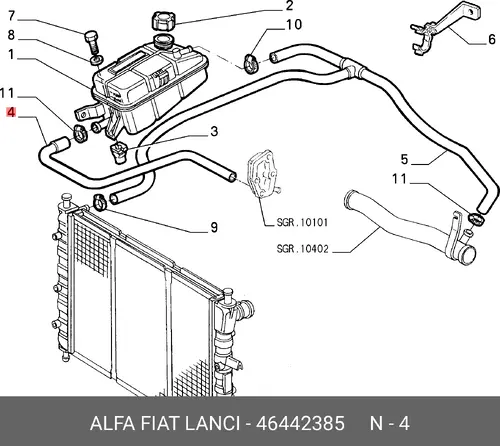 Шланг радиатора 46442385 LANCIA
