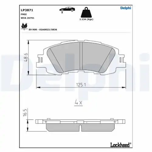 Тормозные колодки дисковые DELPHI LP3871