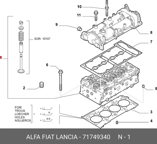 Головка цилиндра 71749340 LANCIA