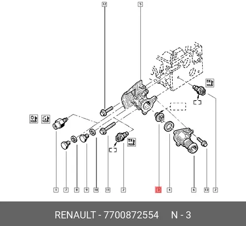 Термостат системы охлаждения RENAULT 7700872554