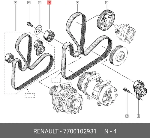 ролик обводной генератора Ren 7700102931 RENAULT
