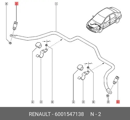 Тяга стабилизатора RENAULT 6001547138