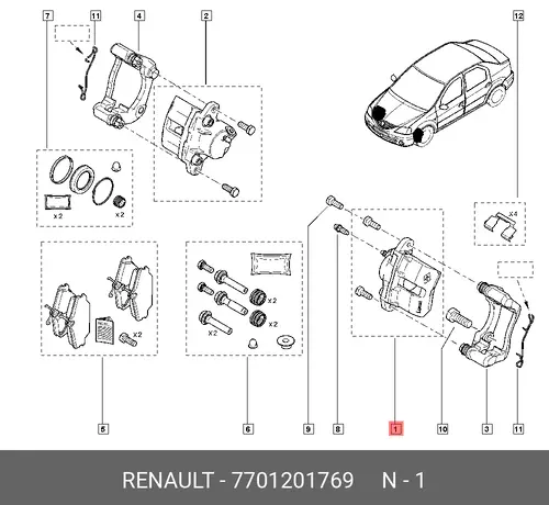 Суппорт тормозной RENAULT 7701201769