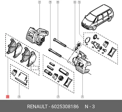 Тормозные колодки дисковые RENAULT 6025308186