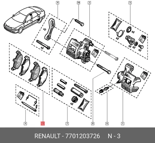Тормозные колодки дисковые RENAULT 7701203726
