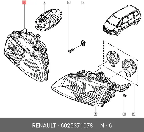 Фара RENAULT 6025371078