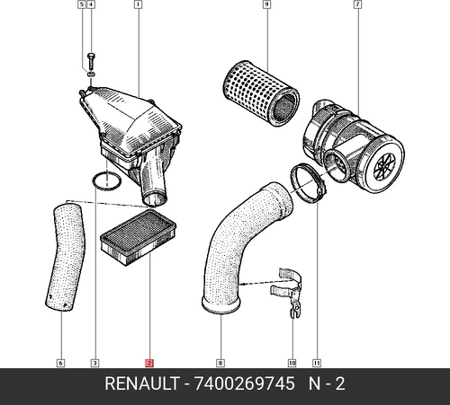Фильтр воздушный RENAULT 7400269745