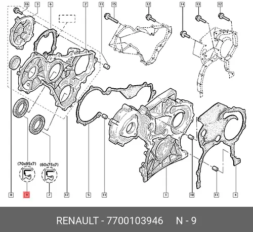 сальник к/в передний!\ Renault 7700103946
