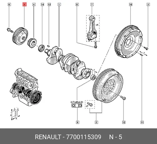 Шкив коленвала RENAULT 7700115309