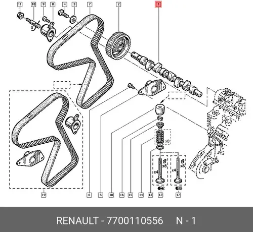 Распредвал RENAULT 7700110556