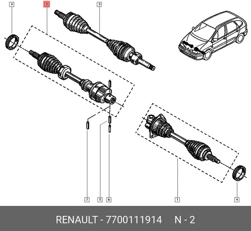 Вал приводной в сборе RENAULT 7700111914
