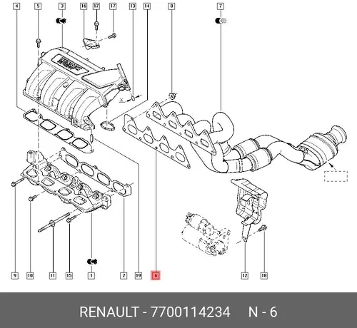 Прокладка коллектора RENAULT 7700114234