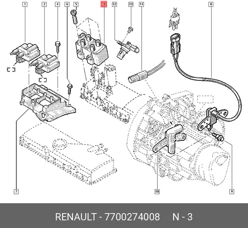 Катушка зажигания RENAULT 7700274008
