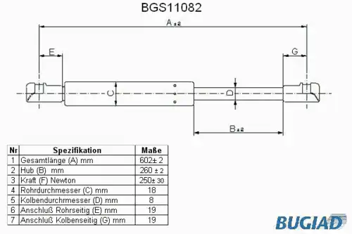 Амортизатор капота BUGIAD BGS11082