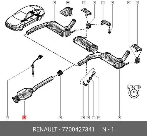 катализатор глушителя Ren 7700427341 RENAULT