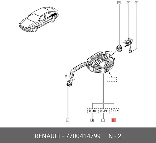 глушитель задняя часть Ren 7700414799 RENAULT
