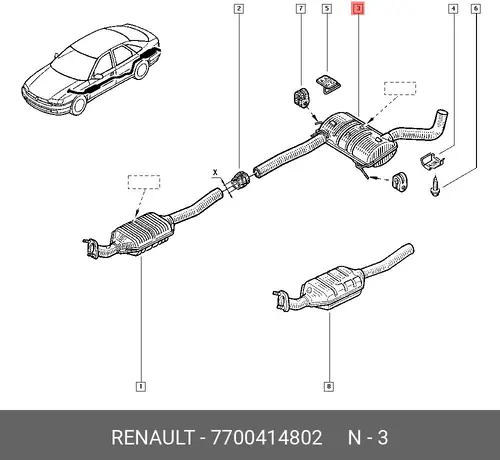 глушитель средняя часть Ren 7700414802 RENAULT