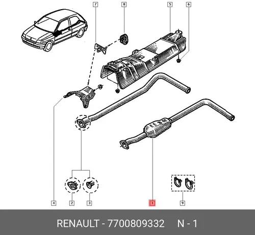 глушитель средняя часть Ren 7700809332 RENAULT