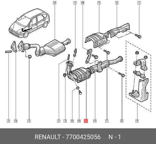 катализатор глушителя Ren 7700425056 RENAULT