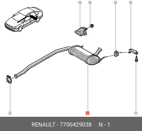 глушитель средняя часть Ren 7700429038 RENAULT