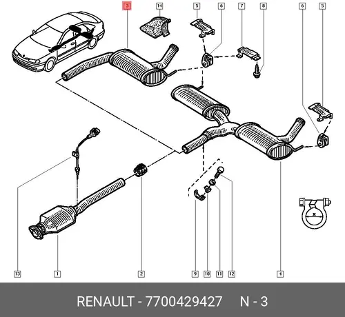 глушитель средняя часть Ren 7700429427 RENAULT