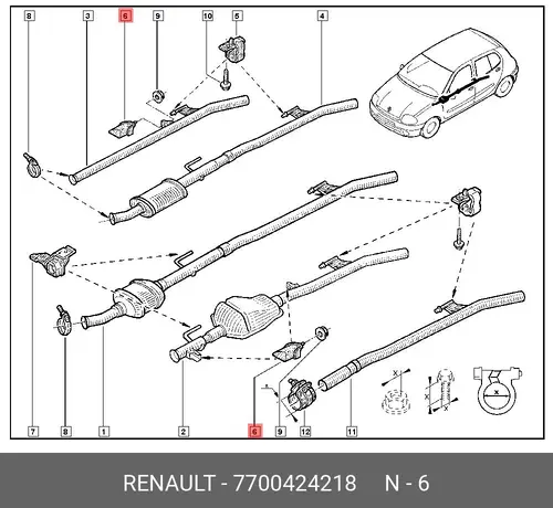Кронштейн, система выпуска ОГ !\RENAULT 7700424218