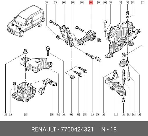 Подушка крепления двигателя RENAULT 7700424321