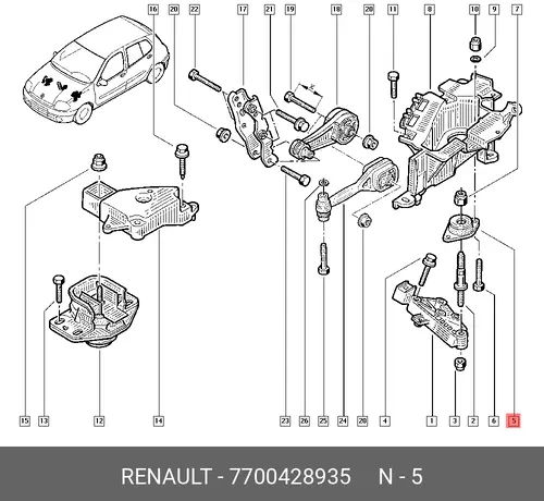 ОПОРА ДВИГ (РЕЗ,МЕТ) 7700428935 RENAULT