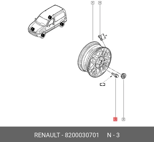 8200030701 БОЛТ КОЛЕСНЫЙ М12 RENAULT