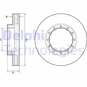 Тормозной диск DELPHI BG9066 вентилируемый , задняя ось