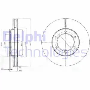 Тормозной диск DELPHI BG4209 вентилируемый , передняя ось