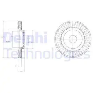 Тормозной диск DELPHI BG4214 вентилируемый , передняя ось
