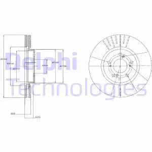 Тормозной диск DELPHI BG4215 вентилируемый , передняя ось