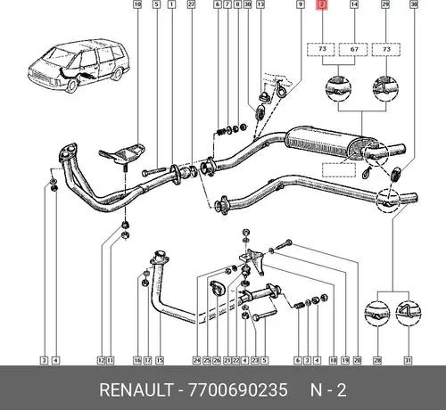 глушитель передняя часть Ren 7700690235 RENAULT